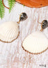 Boho Earrings, Dangle Earrings, Diamond White Shell